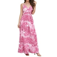 Ženske ljetne haljine s izrezom u obliku slova U i cvjetnim printom, Plus size, elegantne duge haljine bez rukava
