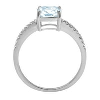 2,7-karatni prirodni Švicarski plavi topaz ugraviran u bijelo zlato 18-karatni vjenčani prsten za godišnjicu vjenčanja