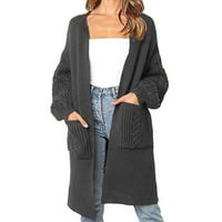 Smeđi kaput, preveliki ženski kardigan, džemperi za žene, modni ženski kaputi, jednobojni pleteni džemper, pulover