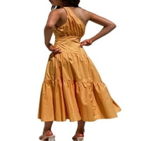 Ženska haljina, ležerna čvrsta boja bez rukava bez rukava s rukom ramena