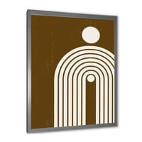 Dizajnerski ispis boho minimalistička duga od terakote sa suncem u modernom okviru