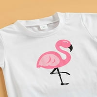 Aturuste flamingo print majica s kratkim rukavima + duge hlače za bljesak kratke hlače + set za traku za glavu