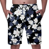 Kingque cvjetni print kratke hlače muškarci, havajske kratke hlače na plaži casual cvjetna elastična struka kratka