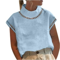 Topovi bez granica rasprodaja ženske proljetne i ljetne obične Ležerne majice s visokim vratom otvorene dizajnerske