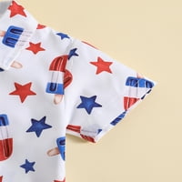 Dječak mališana 4. srpnja odjeća s kratkim rukavima gumb za prekrivanje dolje košulja + kratke hlače Set ljetna