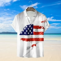 Modne muške proljetne i ljetne Ležerne bluze Na plaži s kratkim rukavima s printom zastave