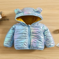 Dodatni / zimski pamučni kaput s kapuljačom za dječake i djevojčice, jednobojni sjajni pufer s patentnim zatvaračem