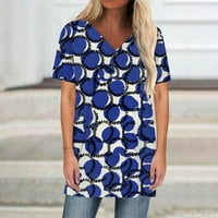 Ženski modni casual print s V-izrezom kratke rukave tiskane majice bluza l