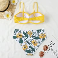 SKSLOEG WOMEN TROPICAL Cvjetni print Halter Tummy Control Twist Bandeau bikini Set dva kupaća kostima