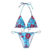 Vedolay kupaći kostim za žene ženske teksturirane kravate bikini kupaći kostim trokut dimljeni bikini cheeky brazilski