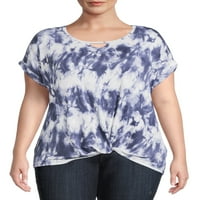 Como blu ženska majica plus size upletena majica