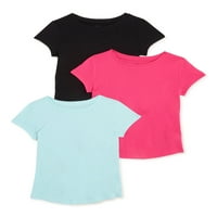 Wonder Nation Girls Short Shoave Kid Tvrde majice, 3-pack, veličine 4- & Plus