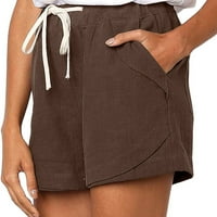 Ženske hlače labave džepne kratke kratke hlače plus solidna elastična hlača veličine struka