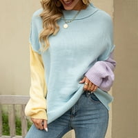Ženska moda s krpicama, prilagođeni pulover s okruglim vratom, pulover od džempera
