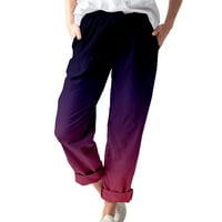 Ženske casual modne pamučne lanene hlače s džepovima i printom ženske hlače Ženske casual pamučne pidžame Plus