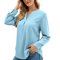 Ženska jednobojna košulja, labavi ležerni pulover s izrezom u obliku slova A, majica dugih rukava, bikini kupaći