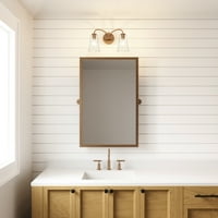 Toaletni stolić od svijetlog mat Zlata, prozirno staklo, dekor kupaonice