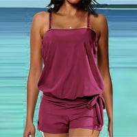 Ženske plus size kupaće kostime dva set kupaćih kostima solidna trbušnjaka kontrola plaže crvena 12