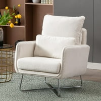 Moderna udobna ležaljka za sjedenje, mekana baršunasta fotelja s pliš česticama, s lumbalnim jastukom za dnevnu