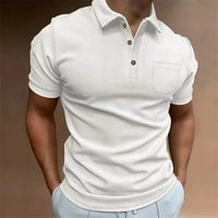 Muška ležerna majica kratkih rukava jednobojne rastezljive košulje rebraste košulje za golf košulja za mišiće