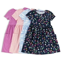 Wonder Nation Girls haljina za igranje kratkih rukava, 4-pack, veličine 4- & Plus