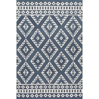 Nuloom livada ručna ručna vunena plemenska geometrijska prostirka, 8 '10', plava