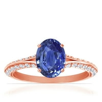 Dragulj od Amanda-nježni ovalni prsten s plavim safirom i račvastim drškom