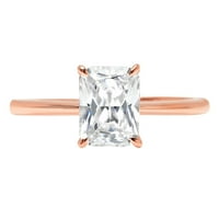 Prsten od ružičastog zlata od 14 karata s imitacijom dijamanta sjajnog reza od 9,5
