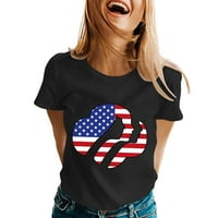 - 8-inčna ljetna majica s printom za Dan neovisnosti Europe i Amerike, ležerna majica s okruglim vratom i kratkim