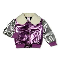 Modna bombaška jakna s krznenim ovratnikom za djevojke u rasponu od 4-10