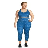 Reebok Women's Plus size tiskana premijerna nogu s 25 inseam i bočnim džepom s patentnim zatvaračem