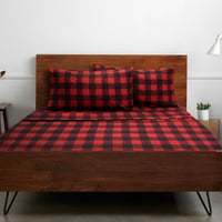 Sweet Home Collection Series Buffalo Plaid crni i crveni set za krevet - Twin XL