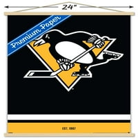 Pittsburgh Penguins - zidni plakat s logotipom u drvenom magnetskom okviru, 22.37534