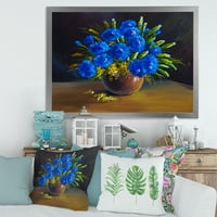 Dizajnerska umjetnost Mrtva priroda s buketom plavog divljeg cvijeća u vazi tradicionalni uokvireni umjetnički