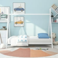Kućni krevet veličine blizanaca za djecu i malu djecu, okvir kreveta s metalnim dvostrukim platformama, dizajn