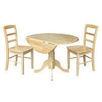 + 42-inčni stol s dvostrukim preklopima i madridskim stolicama-prirodno-set od 3