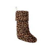 Božićna čarapa s leopard printom od krzna smeđeg zeca faa blagdansko vrijeme, 56