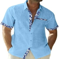 LUMONO MENS Ljetne košulje kratki rukavi vrhovi rever za vrat majica majica casual bluza havajski gumb Down Tee