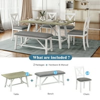 Blagovaonski stol set drvenog stola za blagovaonicu i stolica kuhinjski stol sa stolom, klupama i stolicama, rustikalni