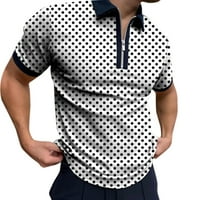 Muška casual patentni zatvarač skretanje ovratnika bluza polka dot print polos majica