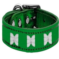Ogrlica za pse s kožnim lukom, smaragdno zelena, smaragdno zelena