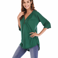 Ženska košulja s izrezom i kratkim rukavima u obliku slova U, široka bluza velike veličine, nabrani ženski ljetni