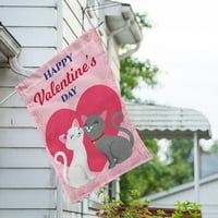 Zastavice amb dvostrana kućna Zastava-predenje ljubavi, sretno Valentinovo, ružičasto srce s ljubavlju mačića,