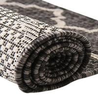 Jedinstveni tkalački stan Espalier tepih za unutarnju i vanjsku upotrebu Crna slonovača 7 '1 10 ' pravokutni geometrijski