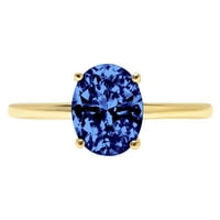 2,5 karatni plavi tanzanitni zaručnički prsten od 14 karatnog žutog zlata, veličina 5