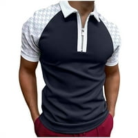 Hfyihgf muški klasični polo majica s kratkim rukavima Zip Up casual ljetni vitki fit majica u boji blok atletski