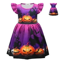 Haljina za Noć vještica od bundeve s lepršavim rukavima za djevojčice, kostimi za igru od 2 do 7 godina