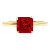 2. CT Brilliant Asscher Cut Natural Garnet 14K žuto zlato Pasijans SZ 4.75