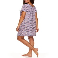 Sleep & Co.Women's Love & Hearts Print Scoop vrat kratki rukav pidžama haljina za spavanje