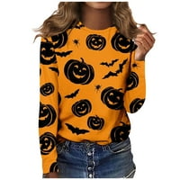 Feternalna ženska modna modna ležerna ležerna rukavica Halloween Okrugli vrat pulover Top bluza